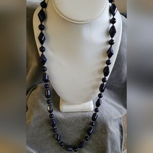 2/$12 Vintage Navy Blue & Silver-tone Necklace
